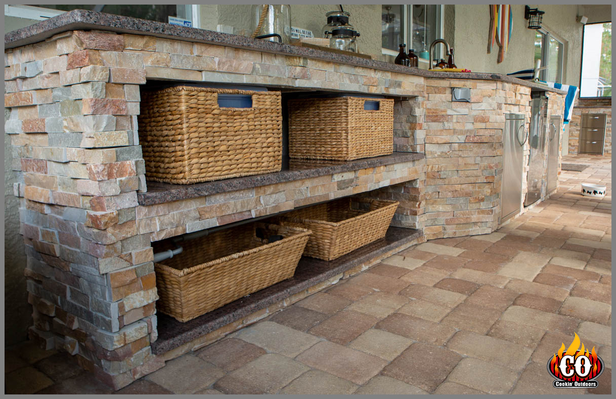 Outdoor Kitchen With Open Shelving